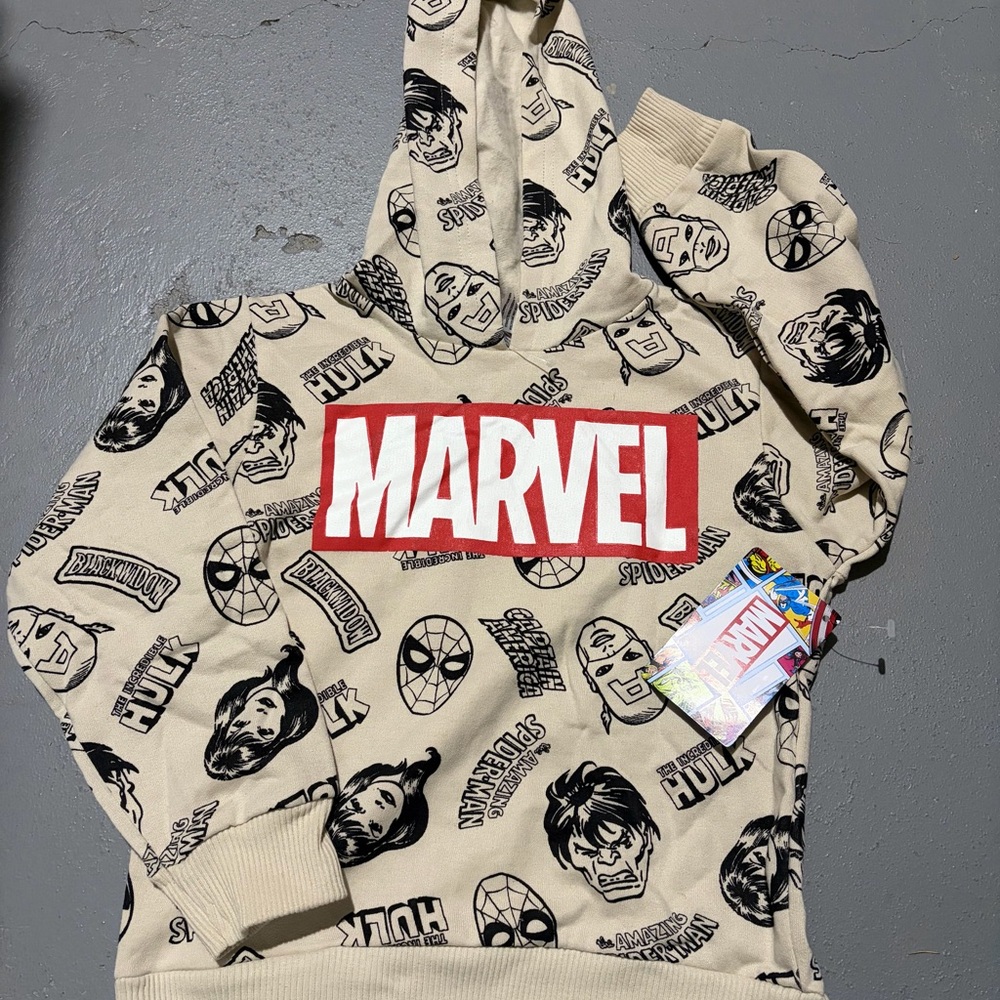 Marvel Beige Graphic Hoodie